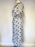 BRAND NEW BODEN WHITE WITH NAVY BLUE PRINT LINEN WRAP DRESS SIZE 12 R