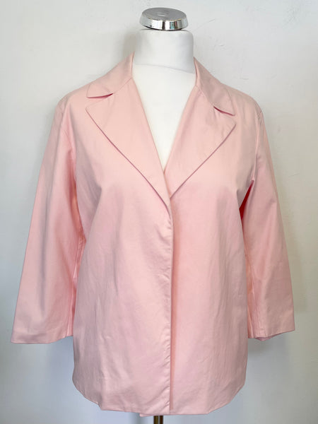 LOVE MOSCHINO PINK COLLARED EDGE TO EDGE 3/4 SLEEVE COTTON JACKET SIZE 14