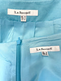 LK BENNETT TURQUOISE SILK & LINEN BLEND SLEEVELESS PENCIL DRESS & JACKET SUIT SIZE 8