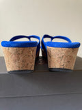 BRAND NEW IN BOX UGG BROOK ROYAL BLUE SUEDE WEDGE HEEL TOE POST MULES SIZE 7.5/40