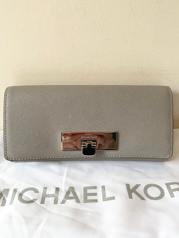BRAND NEW MICHAEL KORS GREY LEATHER TOTE BAG WITH ADDITIONAL STRAP & MATCHING PURSE