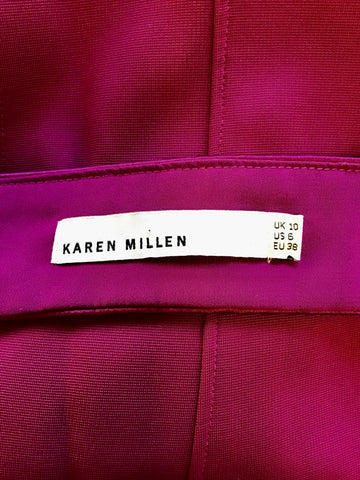 KAREN MILLEN WINE SATIN PANEL TRIM PENCIL DRESS SIZE 10