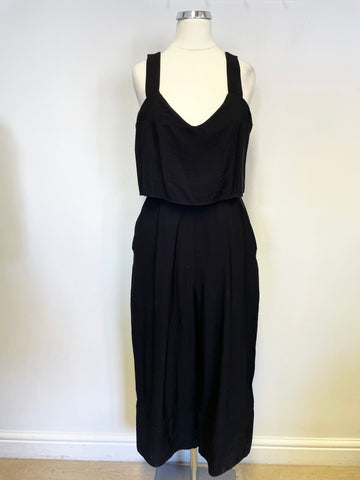 WHISTLES BLACK STRAP LAYERED TOP WIDE LEG JUMPSUIT SIZE 10