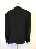 WINDSMOOR BLACK STITCH TRIM COLLARLESS SUIT JACKET SIZE 20