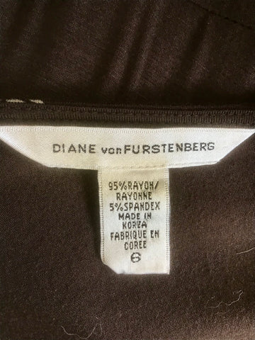 DIANE VON FURSTENBERG BROWN LEOPARD DESIGN PRINT WRAP DRESS SIZE 6 UK 10