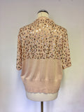 REISS BLUSH PINK BROADWAY SEQUINNED EMBELISHED COVER UP CARDIGAN SIZE L