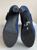 DANIEL NAVY BLUE SUEDE BUCKLE TRIM ANKLE BOOTS SIZE 6/39