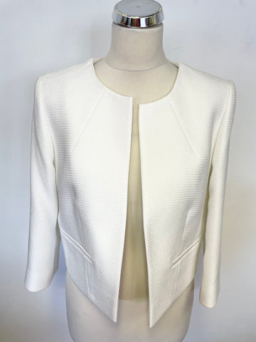 BRAND NEW PHASE EIGHT WHITE 3/4 SLEEVE CROPPED JACKET SIZE 12