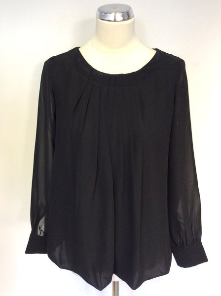 BRAND NEW POMODORO BLACK PLEATED FRONT BLOUSE SIZE 10