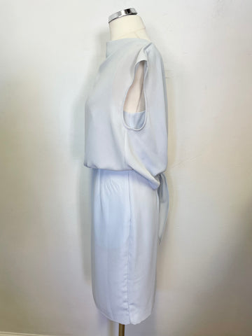 REISS MONICA iCE BLUE BACK BOW DETAILED SLEEVELESS OCCASION DRESS SIZE 8