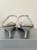 AFEF ITALIAN SILVER SLIP ON HEELED SANDALS SIZE 4/37