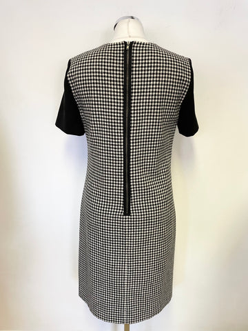 HOBBS BLACK & WHITE CHECK SHORT SLEEVED SHIFT DRESS SIZE 10