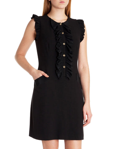 BRAND NEW TED BAKER MIMMI BLACK RUFFLE TRIM PENCIL DRESS SIZE 1 UK 8/10