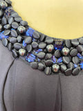 PHASE EIGHT NAVY BLUE EMBELLISHED NECKLINE SLEEVELESS SHIFT DRESS SIZE 12