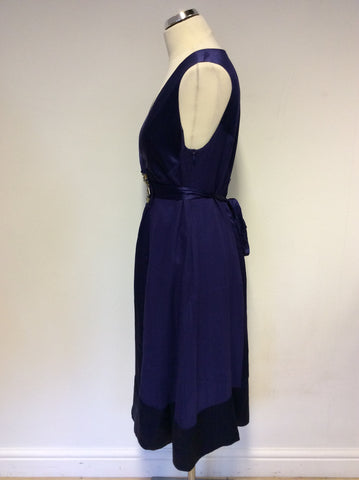 PHASE EIGHT BLUE SILK JEWEL TRIM SPECIAL OCCASION DRESS SIZE 14