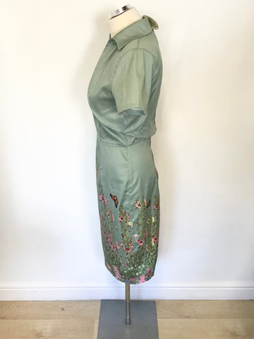 BRAND NEW LINDY BOP GREEN FLORAL PRINT PENCIL DRESS & BOLERO JACKET SIZE 12