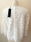 BRAND NEW MARKS & SPENCER AUTOGRAPH IVORY LACE 3/4  SLEEVE TOP SIZE 12
