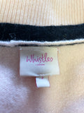 WHISTLES PALE PINK & BLACK TRIM CASHMERE LONG SLEEVE JUMPER SIZE 2 UK 10/12
