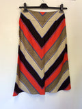 HOBBS MULTI COLOURED STRIPED LINEN A LINE SKIRT SIZE 8