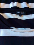 JAEGER BLACK & WHITE STRIPE SLEEVELESS STRETCH PENCIL DRESS SIZE 12