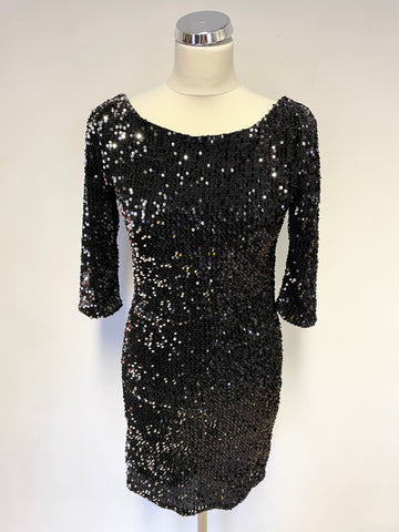 ESMARA BY HEIDI KLUM BLACK & SILVER SEQUIN BODYCON DRESS SIZE 12