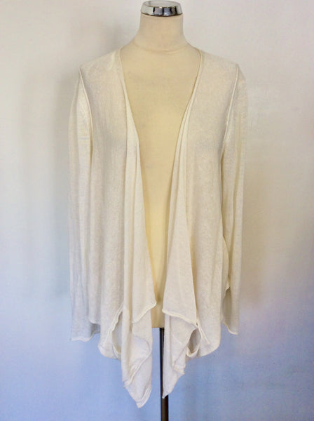 OSKA WHITE LINEN BLEND WATERFALL FRONT CARDIGAN SIZE 2 REG