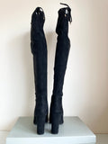 CARVELA PACE BLACK FAUX SUEDE OVER KNEE BOOTS SIZE 7.5/41