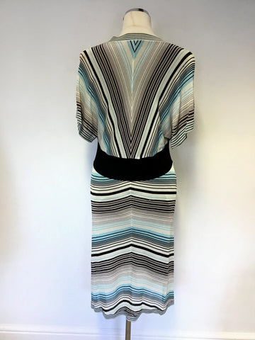 KAREN MILLEN FINE KNIT STRIPE SHORT SLEEVE DRESS SIZE 3 UK 12