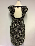 DUSK BLACK & WHITE EMBROIDERED SPECIAL OCCASION DRESS SIZE 14