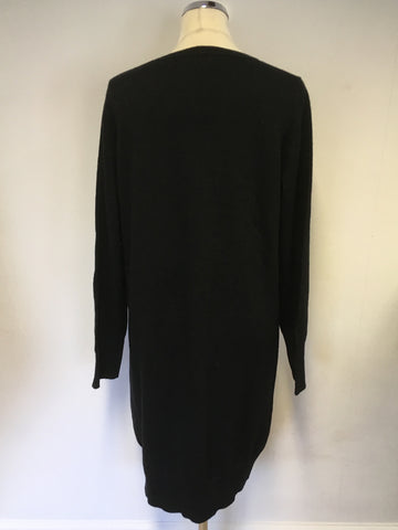 JAEGER BLACK SPARKLE WOOL & CASHMERE KNIT DRESS SIZE XL
