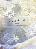 SANDRO PARIS WHITE LACE SHORT SLEEVE TOP SIZE S