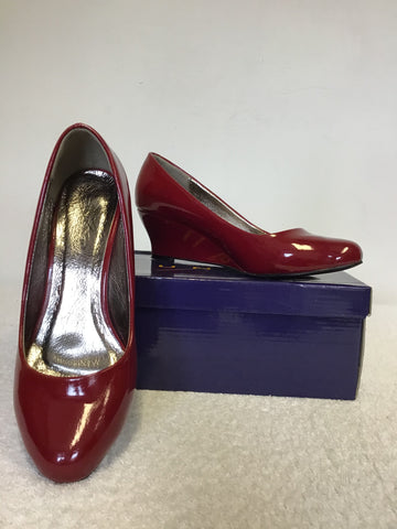 LUNAR DEEP RED PATENT WEDGE HEELS SIZE 4/37