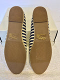 BRAND NEW MARKS & SPENCER BLUE & CREAM STRIPE OPEN TOE PUMPS SIZE 6/39