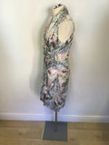 MINT VELVET PASTEL FLORAL PRINT WRAP ACROSS COTTON DRESS SIZE 14