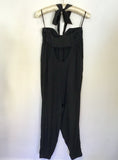 TED BAKER BLACK SILK HALTER NECK JUMPSUIT SIZE 2 UK 10