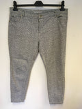 WHISTLES LIGHT GREY PRINT ANKLE GRAZER JEANS SIZE 34”