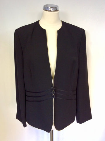 JACQUES VERT BLACK & WHITE PIPING SPECIAL OCCASION JACKET SIZE 16