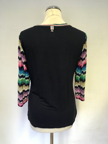 RIANI MULTI COLOURED PRINT CROCHETED TOP SIZE 14
