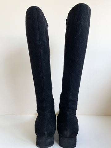 HOBBS BLACK SUEDE KNEE LENGTH BOOTS SIZE 6/39