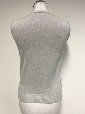 LIZ CLAIBORNE SILVER METALLIC TOP & CARDIGAN TWIN SET SIZE S