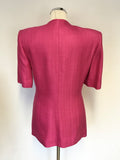 WINDSMOOR FUSHIA PINK SHORT SLEEVE JACKET & PENCIL SKIRT SUIT SIZE 8/10