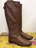 JOULES MERSTONE BROWN LEATHER BUCKLE TRIM KNEE LENGTH BOOTS SIZE 6/39