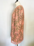 BRAND NEW WHISTLES CORAL LACE OVER CAMEL WOOL SHIFT DRESS SIZE 16