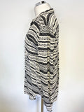WHISTLES IVORY & BLACK PRINT COLLARED LONG SLEEVED BLOUSE SIZE 12