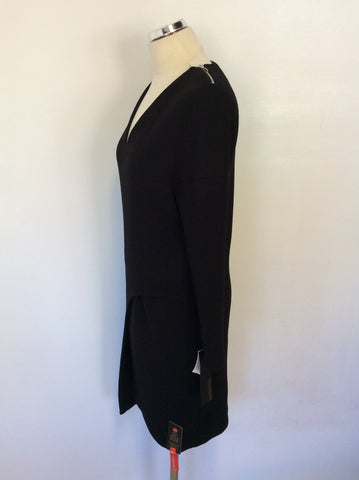 BRAND NEW CoSTUME NATIONAL BLACK WOOL LONG SLEEVE SHIFT DRESS SIZE 40 UK 12