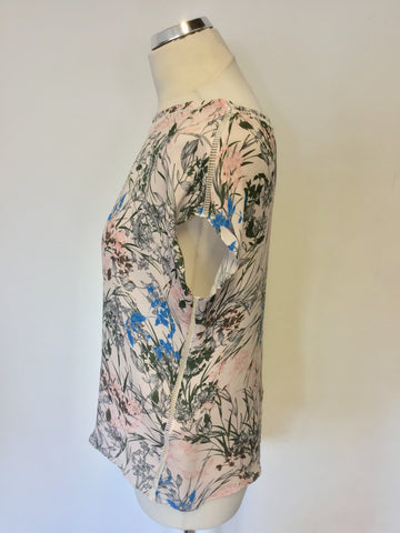 REISS INDIA PINK FLORAL PRINT SILK TOP SIZE 10
