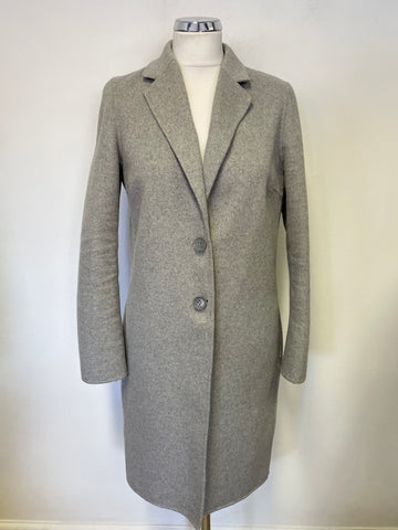 HOBBS LIGHT GREY WOOL BLEND UNLINED KNEE LENTH COAT SIZE 10
