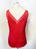 TED BAKER LILYANE RED SATIN SLEEVELESS TOP SIZE 2 UK 10/12