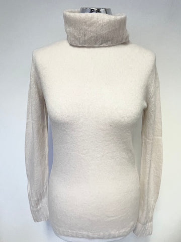 JIGSAW CREAM WOOL & CASHMERE BLEND POLO NECK JUMPER SIZE L