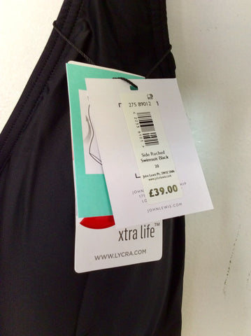 BRAND NEW JOHN LEWIS BLACK TUMMY SUPPORT RUCHED SIDE SWIMSUIT SIZE 20